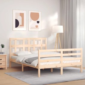3194801 vidaXL Cadru de pat cu tăblie, dublu mic, lemn masiv
