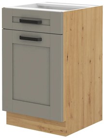 Dulap inferior de bucătărie Lucid 50 D 1F 1S (Stejar artisan + claygrey). 1045489