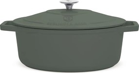 Oală roaster Berlinger Haus BH 8968, fontă emailată cu capac, 32 cm, verde mat
