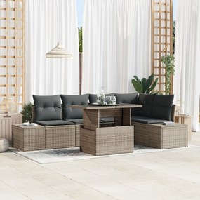 vidaXL Set de Canapea pentru Grădină cu 6 Piese cu Perne Ratan Gri