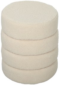 HOMCOM Taburet, rotund, teddy-fleece, până la 120kg, Φ40x45H cm, Bej | Aosom Romania