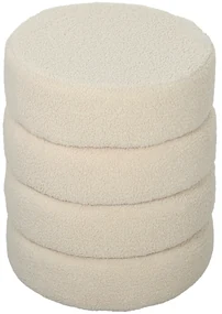 HOMCOM Taburet, rotund, teddy-fleece, până la 120kg, Φ40x45H cm, Bej | Aosom Romania