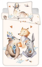 Animale Woodland, set de lenjerie pentru copii 100×135cm, 40×60 cm