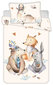 Animale Woodland, set de lenjerie pentru copii 100×135cm, 40×60 cm