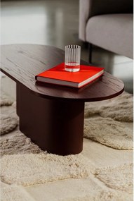 Măsuță de cafea burgundy cu blat cu aspect de lemn de stejar 50x115 cm Looi – noo.ma