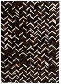 Covor piele naturala, mozaic, 80x150 cm zig-zag Negru Alb Alb si negru, 80 x 150 cm