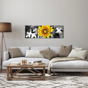 Tablou cu floare galbenă (cu ceas) (90x30 cm)