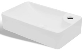 141934 vidaXL Chiuvetă de baie din ceramică, cu orificiu pentru robinet, alb