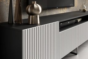 Comodă TV NOEMI Stand – 200x41x53 cm – Alb / Negru