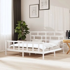 3101369 vidaXL Cadru de pat, alb, 200x200 cm, lemn masiv de pin