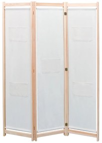 Paravan de cameră cu 3 panouri, crem, 120x170x4 cm, textil
