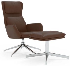 3097832 vidaXL Scaun de relaxare cu taburet, maro lucios, piele artificială