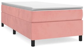 Cadru de pat box spring, roz, 90x190 cm, catifea Roz, 35 cm, 90 x 190 cm