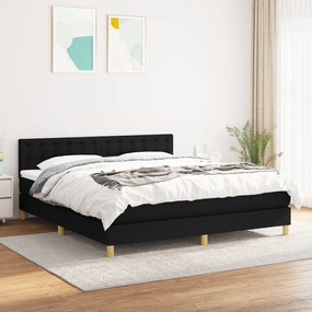 3140955 vidaXL Pat box spring cu saltea, negru, 180x200 cm, catifea