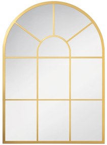 HOMCOM Oglindă murală din metal cu ramă aurie în formă arcuită - 70 x 50 cm - decor pentru intrare, dormitor, living | Aosom Romania