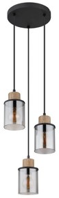 Lustra 3L design modern REID negru, fumuriu, maro inchis