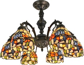 Brilagi - Plafonieră aplicată Tiffany din vitralii JUNGLE, 6xE27/60W/230V, Ø 60 cm