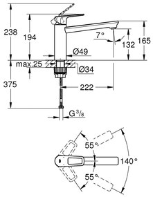 Baterie bucatarie Grohe Bauloop, pipa pivotanta,crom,furtune flexibile-31706000