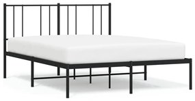 352482 vidaXL Cadru de pat metalic cu tăblie, negru, 150x200 cm