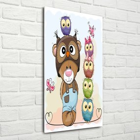 Fotografie imprimată pe sticlă Ursul și Owl