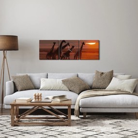 Tablou - Girafe în savana africană (cu ceas) (90x30 cm)