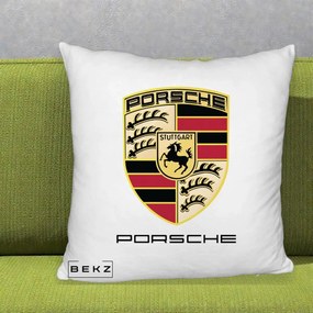 Perna Personalizata Porsche Stuttgart, 40x40 cm, Alb Pufos, Husa Detasabila, Perna Inclusa, BEKZ®