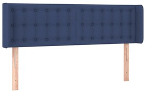 3119206 vidaXL Tăblie de pat cu aripioare, albastru, 147x16x78/88 cm textil