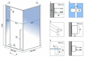 Cabina de dus patrata Rea Fargo cu usa batanta 90x90 negru mat