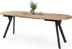 Mazzoni Masă ovală extensibilă ALMO Stejar Craft Auriu / picioare negre
