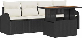 vidaXL Set de canapele pentru grădină 5 pcs Negru Rattan poli
