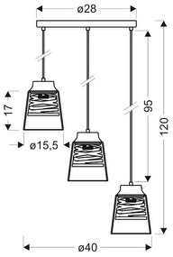 Lustră neagră cu abajur din sticlă Fresno – Candellux Lighting