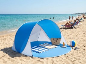 Cort de plaja cu auto-deschidere SUNSHADE 190x120 cm, albastru/alb