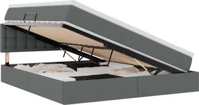 vidaXL Pat cu saltea și LED cu saltea Gri închis 180 x 200 cm țesătură
