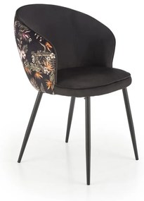 Set masa extensibila Lozano L140-200 + 4 scaune K506 negru/floral
