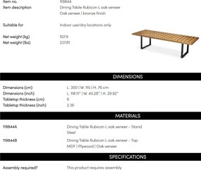 Masa dining LUX furnir de stejar Rubicon L, 300x115cm