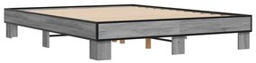 3280235 vidaXL Cadru de pat, gri sonoma, 150x200 cm, lemn prelucrat și metal