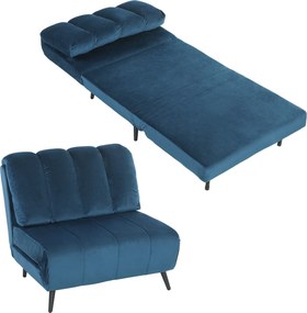 HOMCOM Fotoliu-Pat Pliabil Transformabil cu Spătar Reglabil, Albastru | Aosom Romania