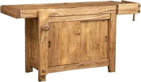 Banc de tamplar, L184 74 H92 cm, usi glisante, natur antic, lemn masiv