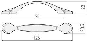 Maner model ROYAL 1, 96 mm, finisaj alb/auriu