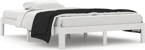 vidaXL Cadru de pat, alb, 140x200 cm, lemn masiv de pin