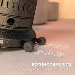 Outsunny Încălzitor de Exterior de 11 KW Reglabil, cu Roți 82 x 82 x 223 cm, Maro Închis | Aosom Romania