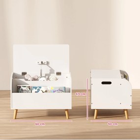 AIYAPLAY Cufăr pentru jucării copii, cufăr de depozitare pentru copii, capac rabatabil și compartiment deschis, 60x40x43cm, alb | Aosom Romania