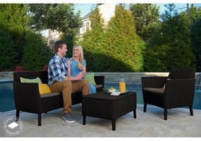 Set mobilier de grădină gri închis din ratan artificial pentru patru persoane Salemo – Keter