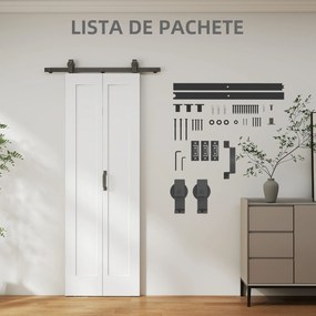 HOMCOM Ușă Glisantă Pliabilă 70x210 cm, Ușă Pliabilă Tip Portofel cu Mâner și Suprafață Vopsibilă, Alb | Aosom Romania