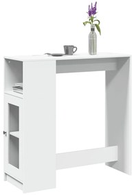 vidaXL Masă de bar cu rafturi, alb, 101x40x103,5 cm, lemn prelucrat