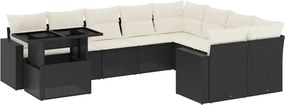 vidaXL Set canapele de grădină cu perne, 10 piese, negru, poliratan