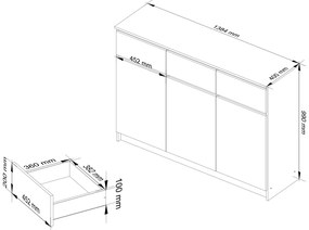 Comodă Kuwait 3D 3D (stejar sonoma + alb). 1117147