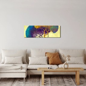 Tablou - Copaci în deal (cu ceas) (90x30 cm)