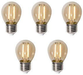 Set 5 becuri E27 dimbare LED lamp P45 goud 3W 250 lm 2200K