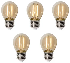 Set 5 becuri E27 dimbare LED lamp P45 goud 3W 250 lm 2200K